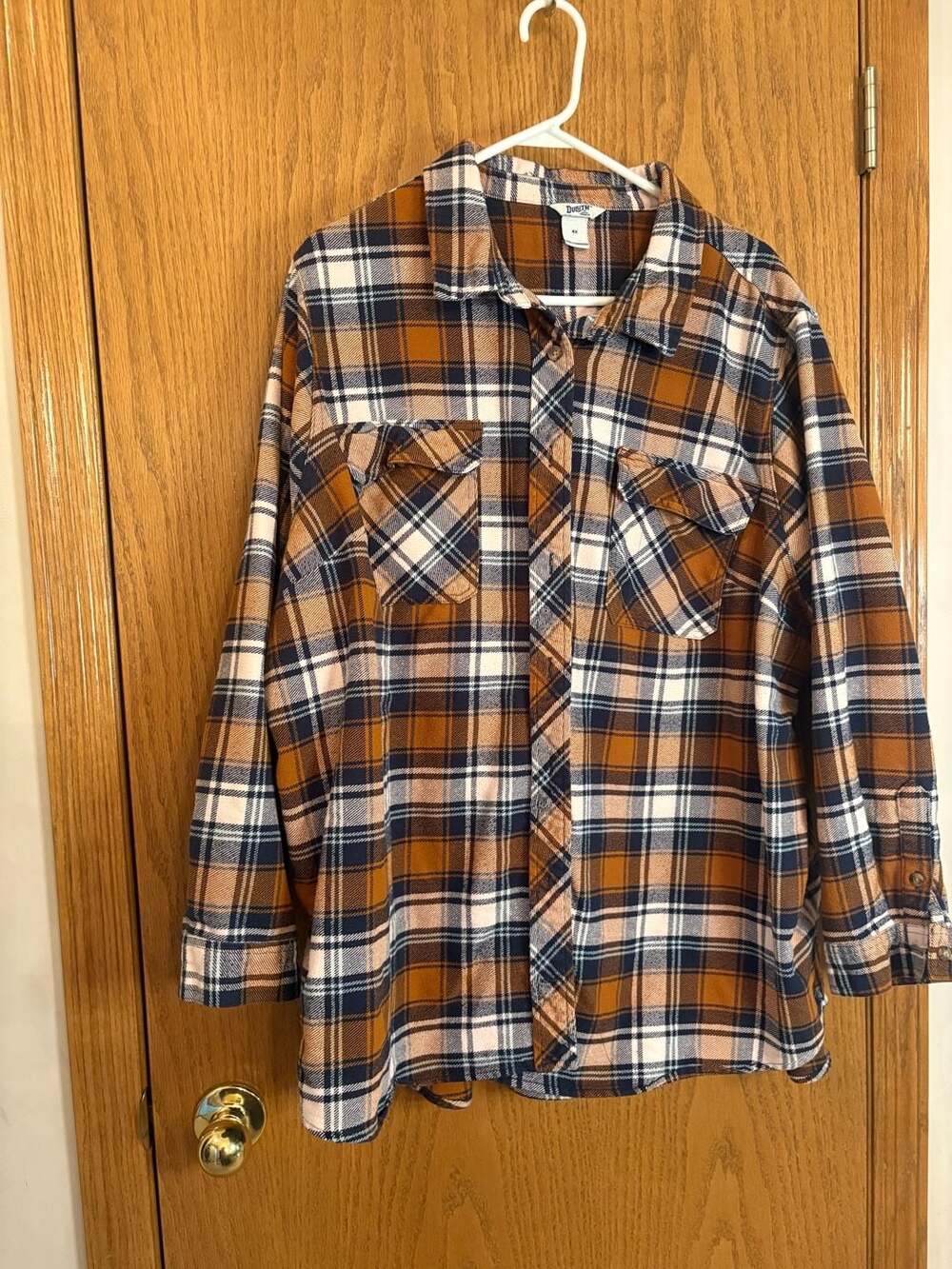 Duluth Trading Co Folklore Flannel Shirt Size 4X Brown Plaid Long Sle